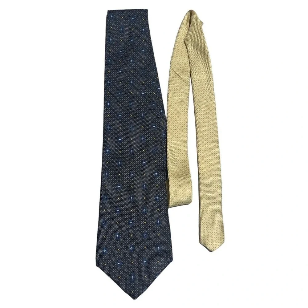 Vintage Tommy Hilfiger 100% Silk Mens Necktie 2 tone Charcoal /Gold 60 in USA‎